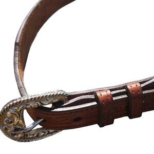Vintage Western Women’s Leather Belt Circle Y Of Yoakum Size 32 8626